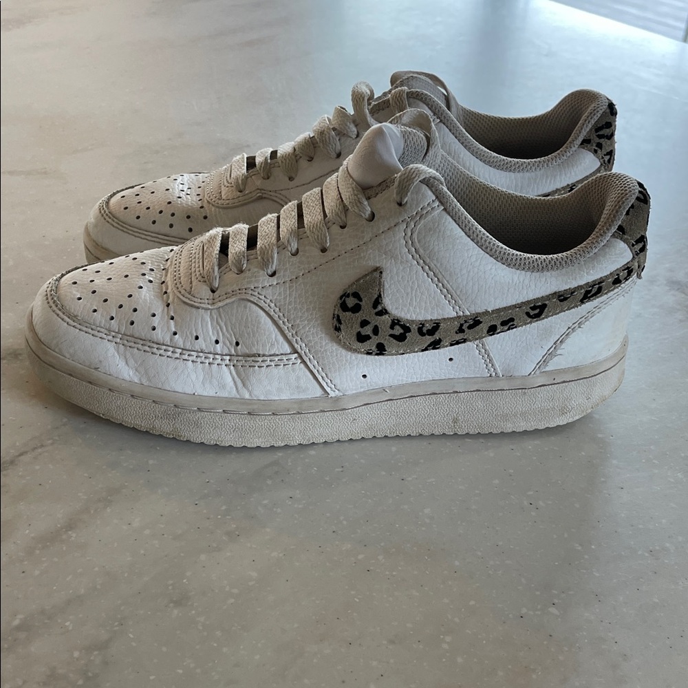 Nike White and Leopard Print Sneakers